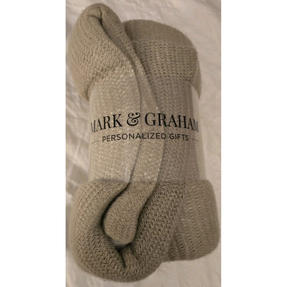 Mark & Graham Throw Knit Blanket Tan 50"‎ x 60" FabFitFun Great Gift New